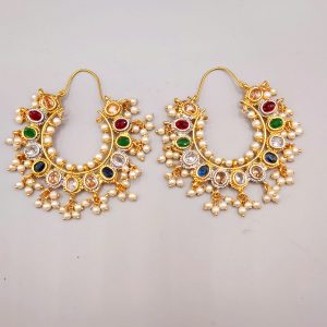 Kundan style balian / hoop earrings