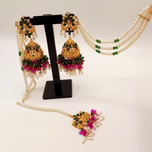 Jhomka set with pearl sarahas