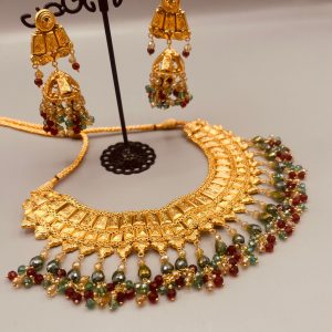 Multi 24K gold plated necklace sat